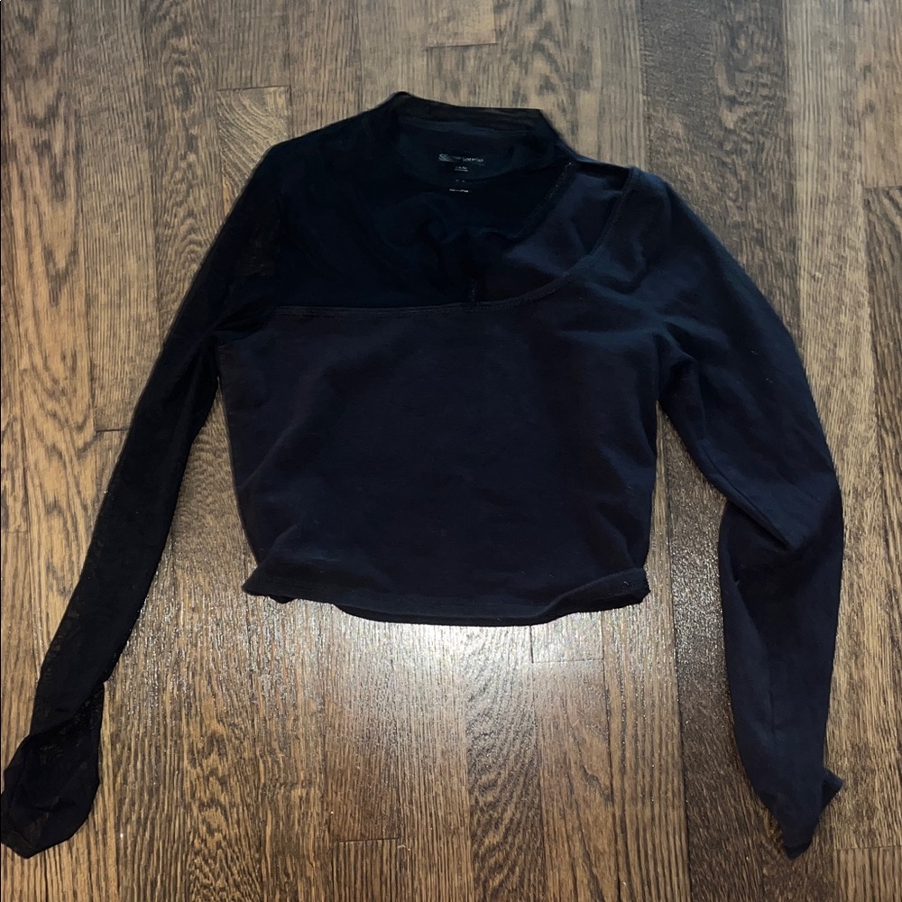 Elegant Black Mesh Long Sleeve Going out top